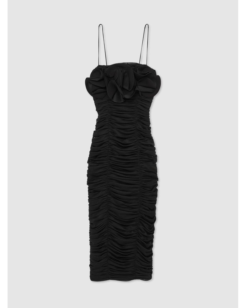 Acler Black Gathered Midi Dress