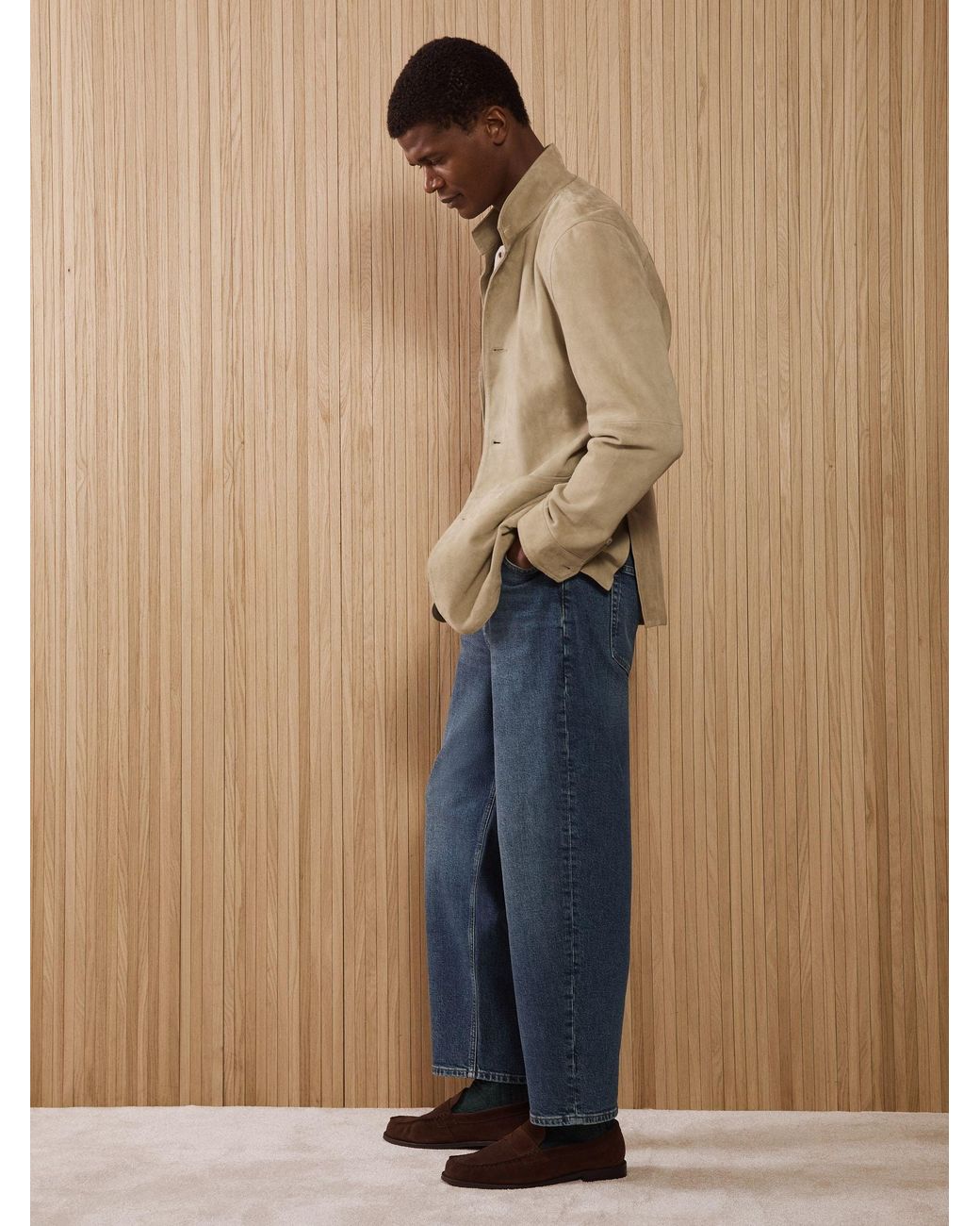 Reiss Blue Barrel-Leg Jeans for men