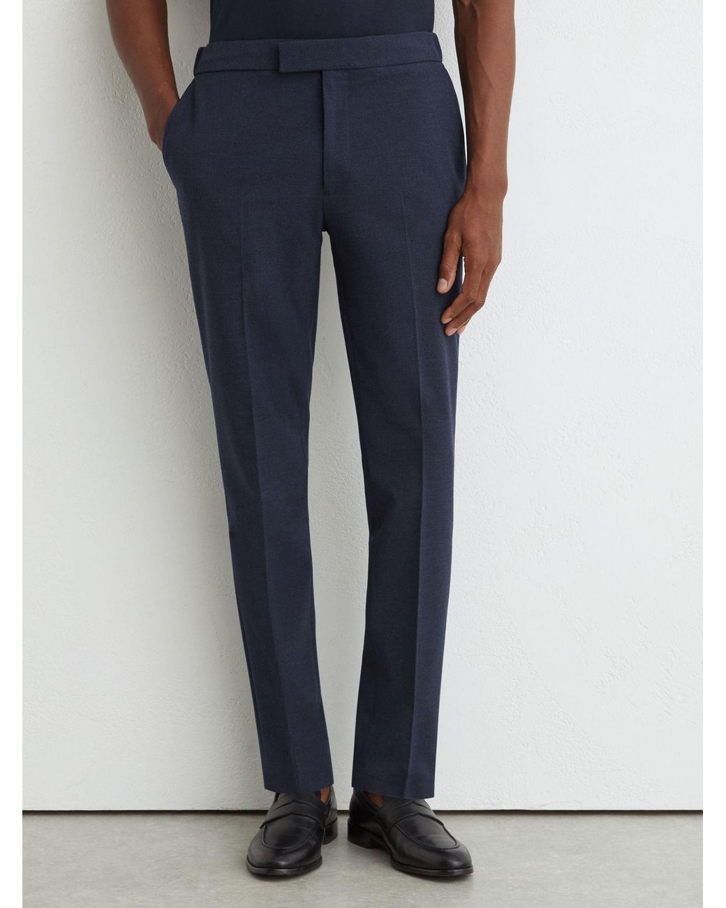 Reiss Blue Slim-Fit Stretch Drawstring Trousers for men