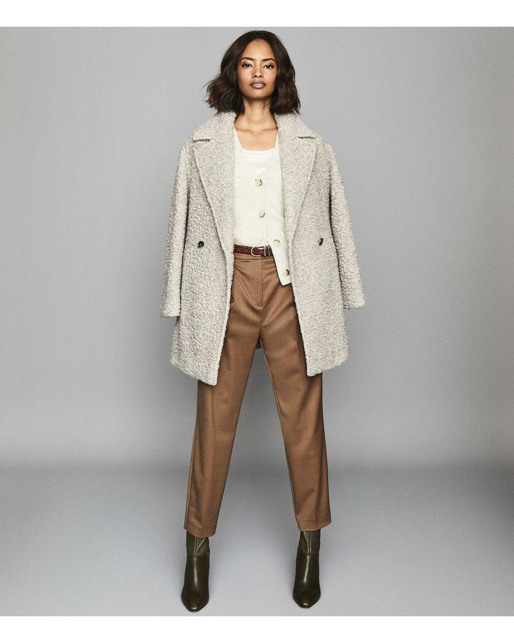Reiss Wool Blend Teddy Coat in Gray Lyst