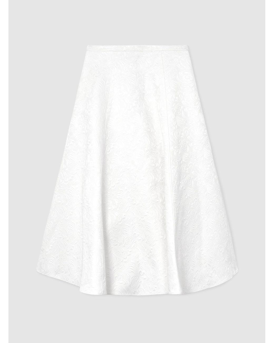 Reiss White Cotton-Blend Jacquard Midi Skirt