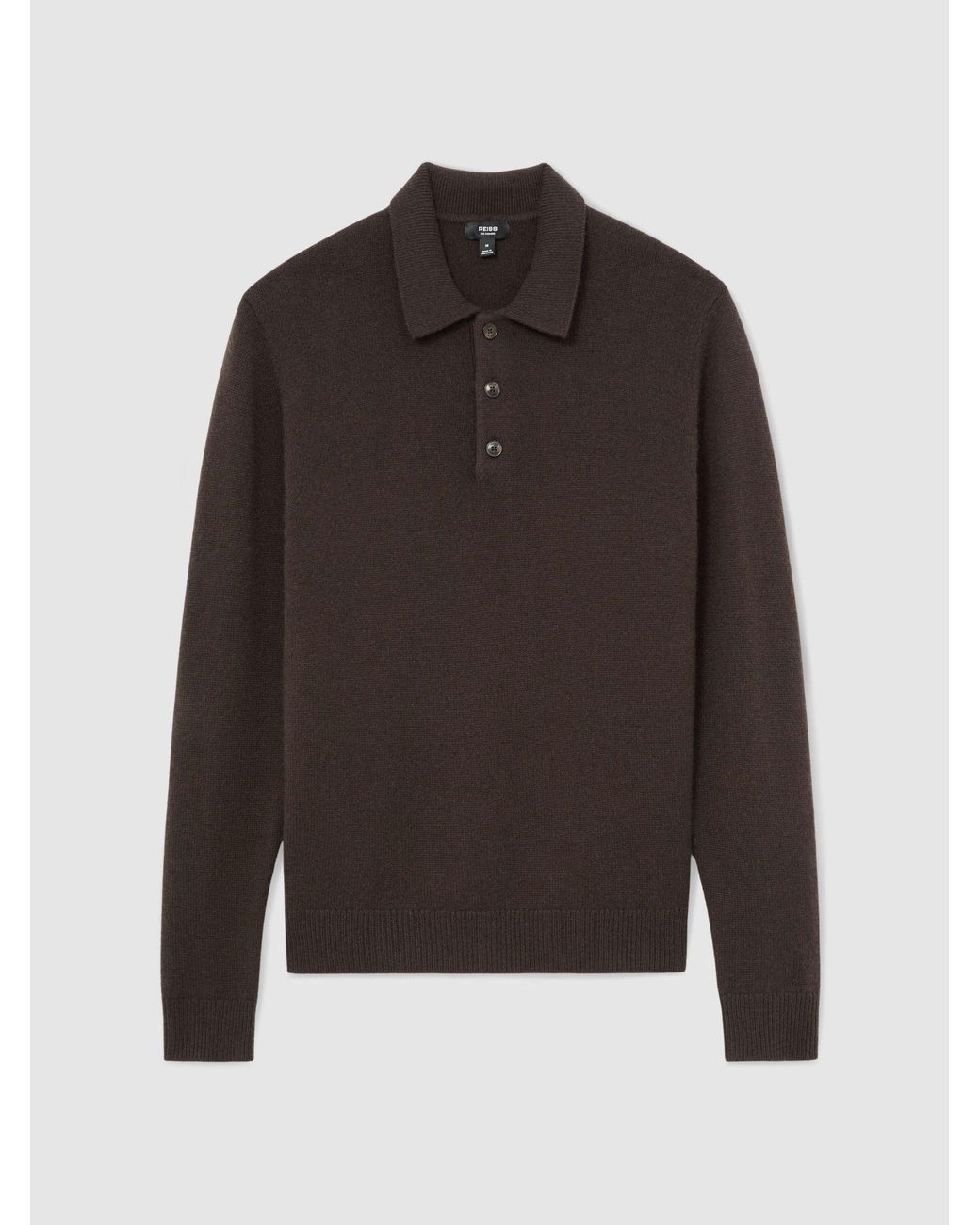 Reiss Black Cashmere Half-Button Polo Jumper for men