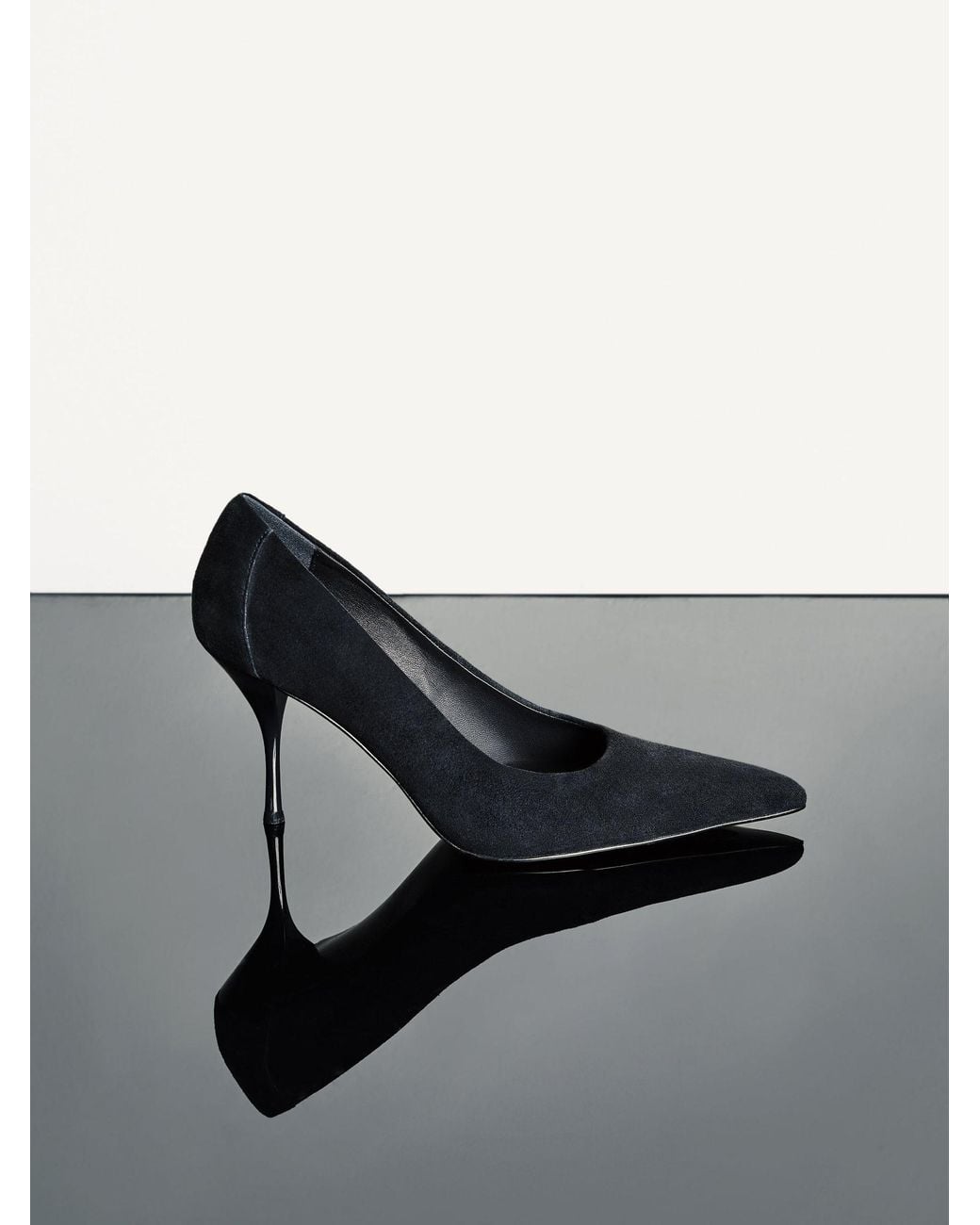 Reiss Gray Suede Pointed-Toe Mid-Heel Court Shoes
