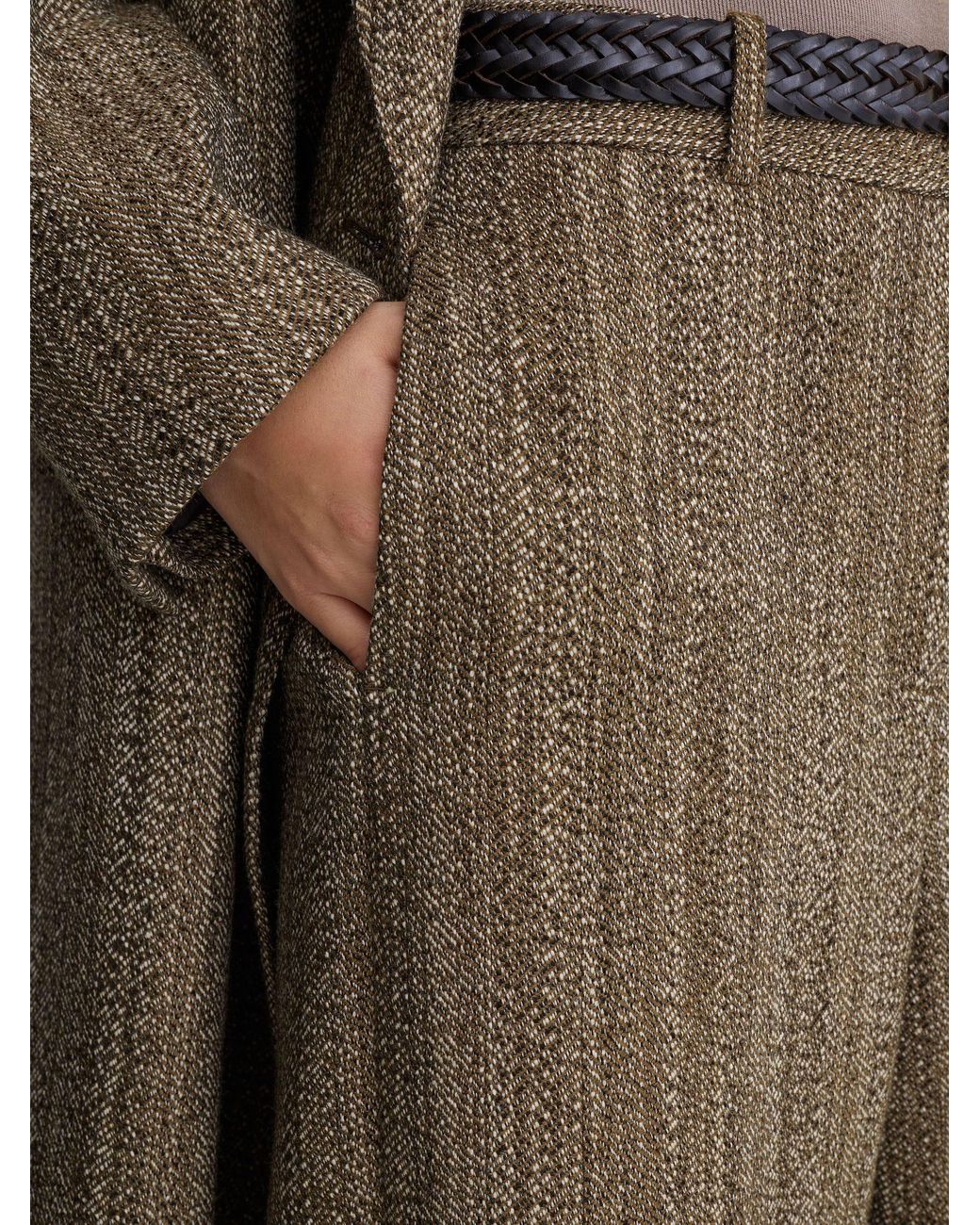ATELIER Black Wool-Blend Textured Wide-Leg Trousers