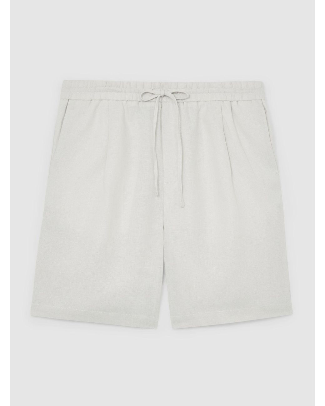 Reiss White Short - Stone Barges Short Linen Drawstring Shorts, 34 for men