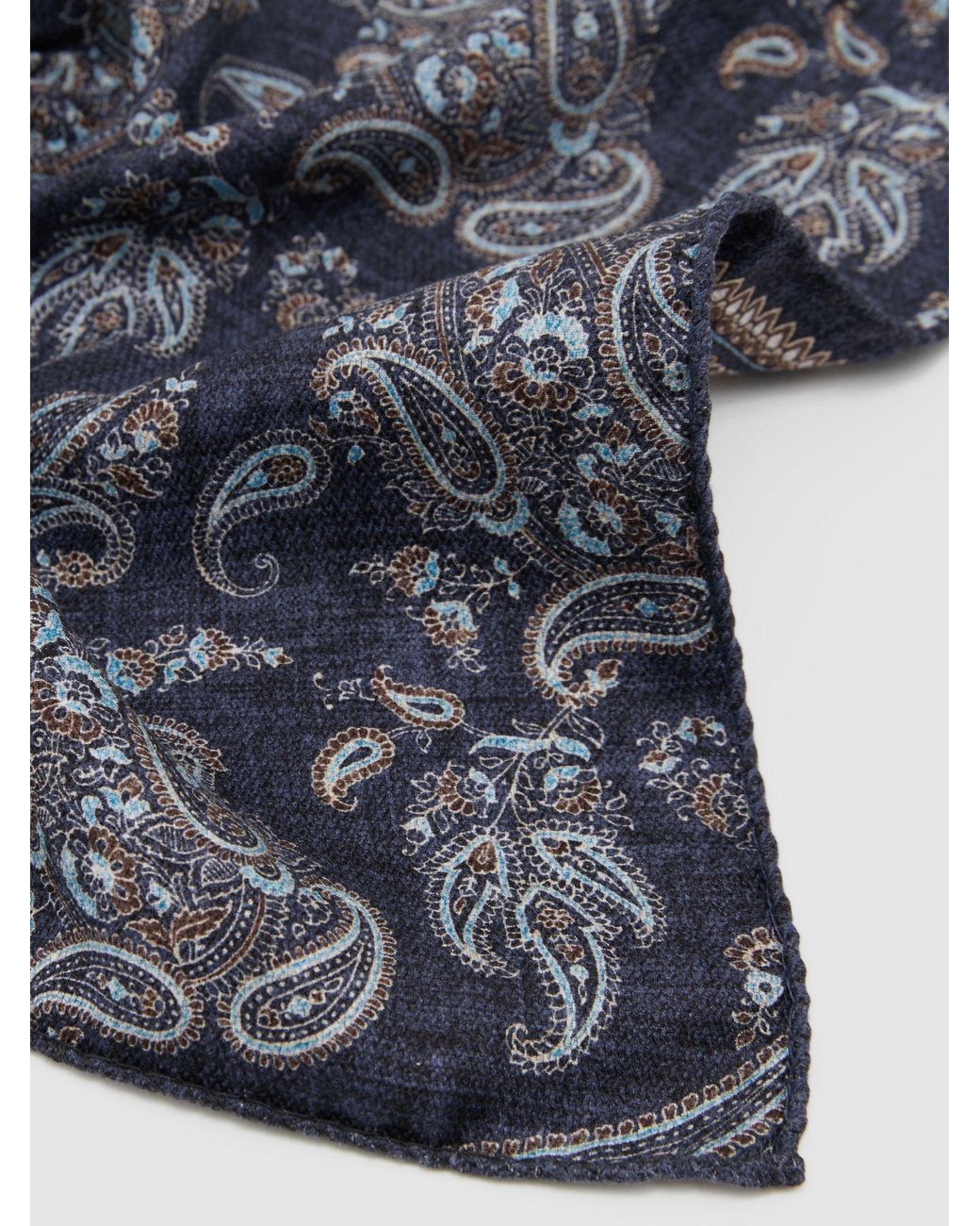Reiss Blue Ennio - Navy Silk Square-medallion Paisley Pocket Square, One for men