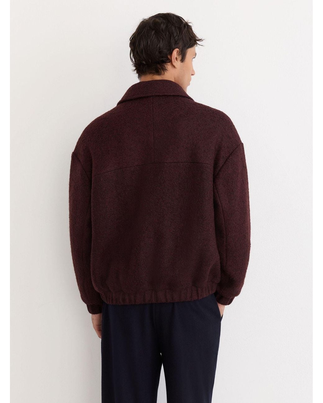 Reiss Purple Textured Zip-Through Jacket With Wool for men