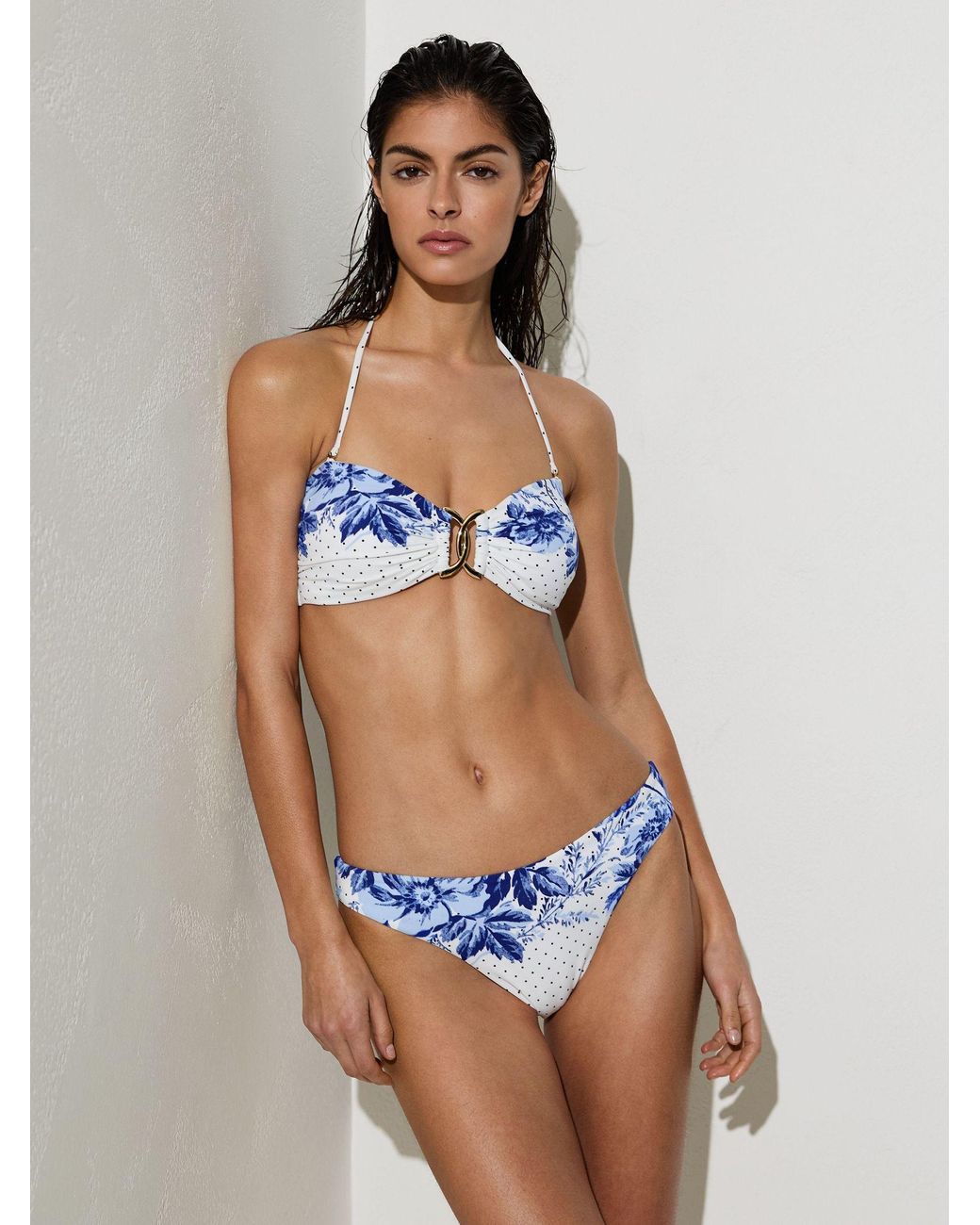 Reiss Multicolor Floral & Fixed-Side High-Leg Bikini Bottoms