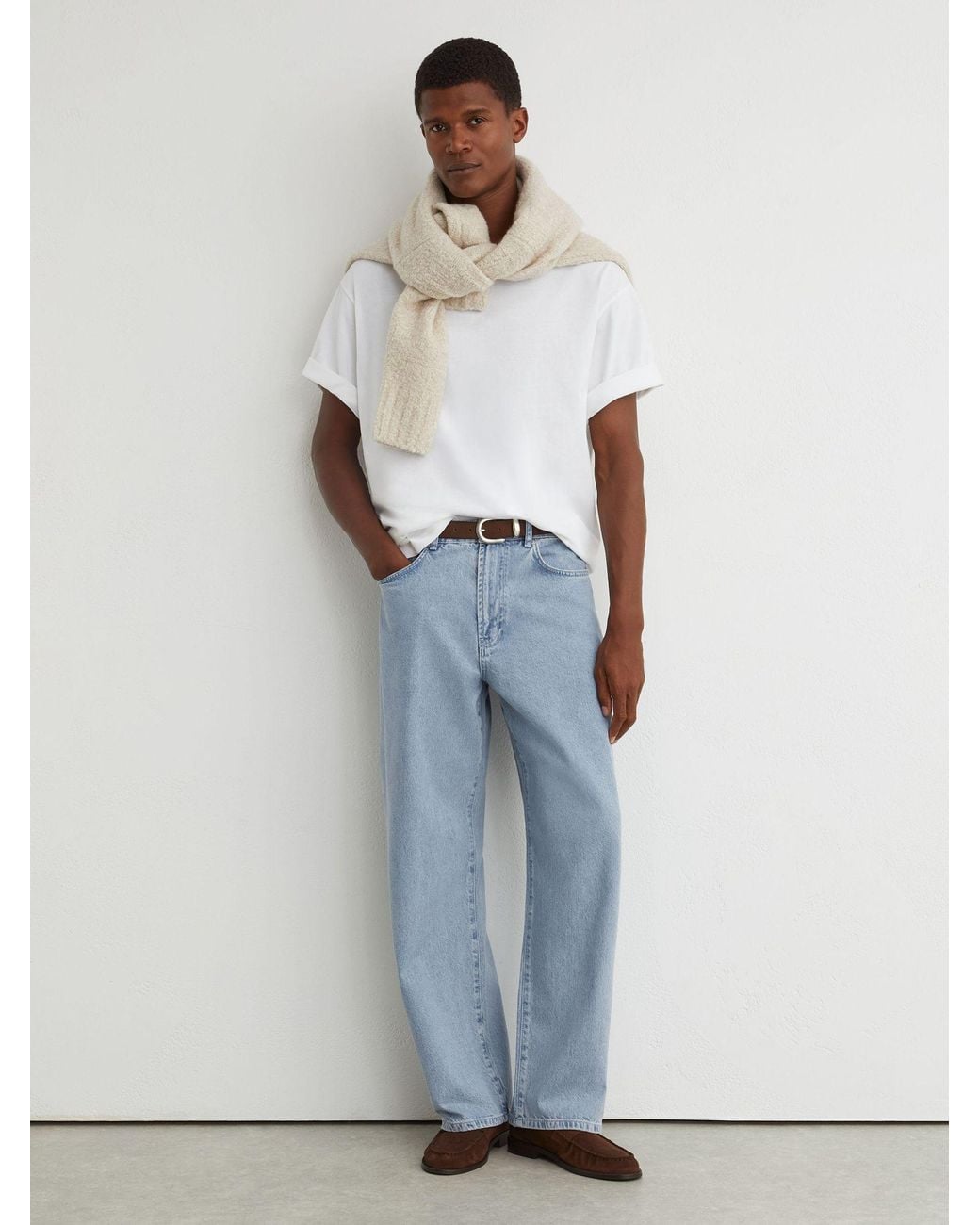 Reiss White Baggy-Fit Jeans for men