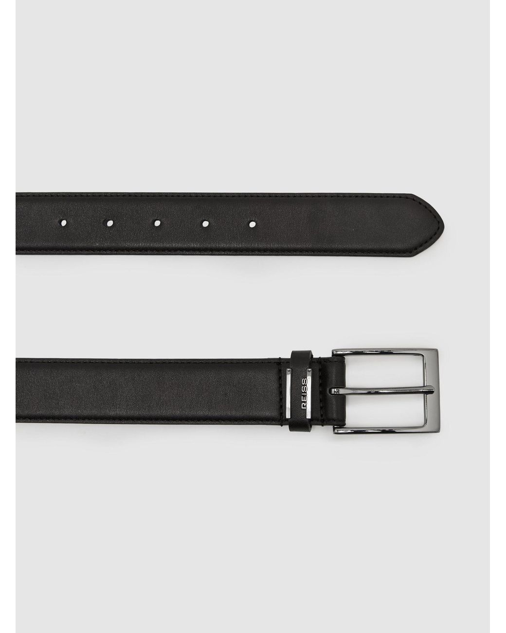 Reiss White Leather Logo-Detail Belt for men