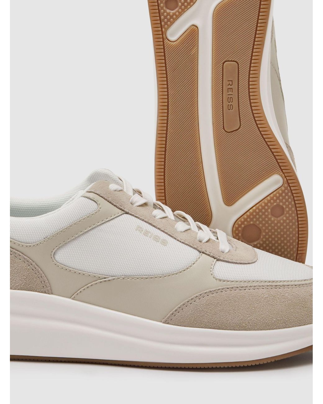 Reiss Natural Suede-Trim Runner Trainers for men