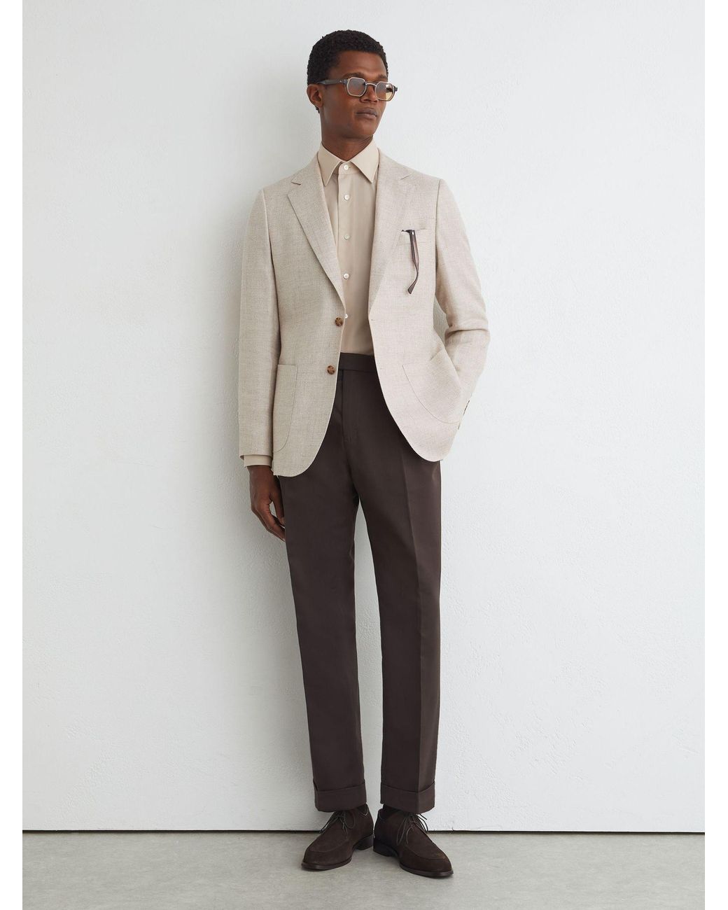 ATELIER Natural Wool Long-Sleeve Slim-Fit Shirt for men
