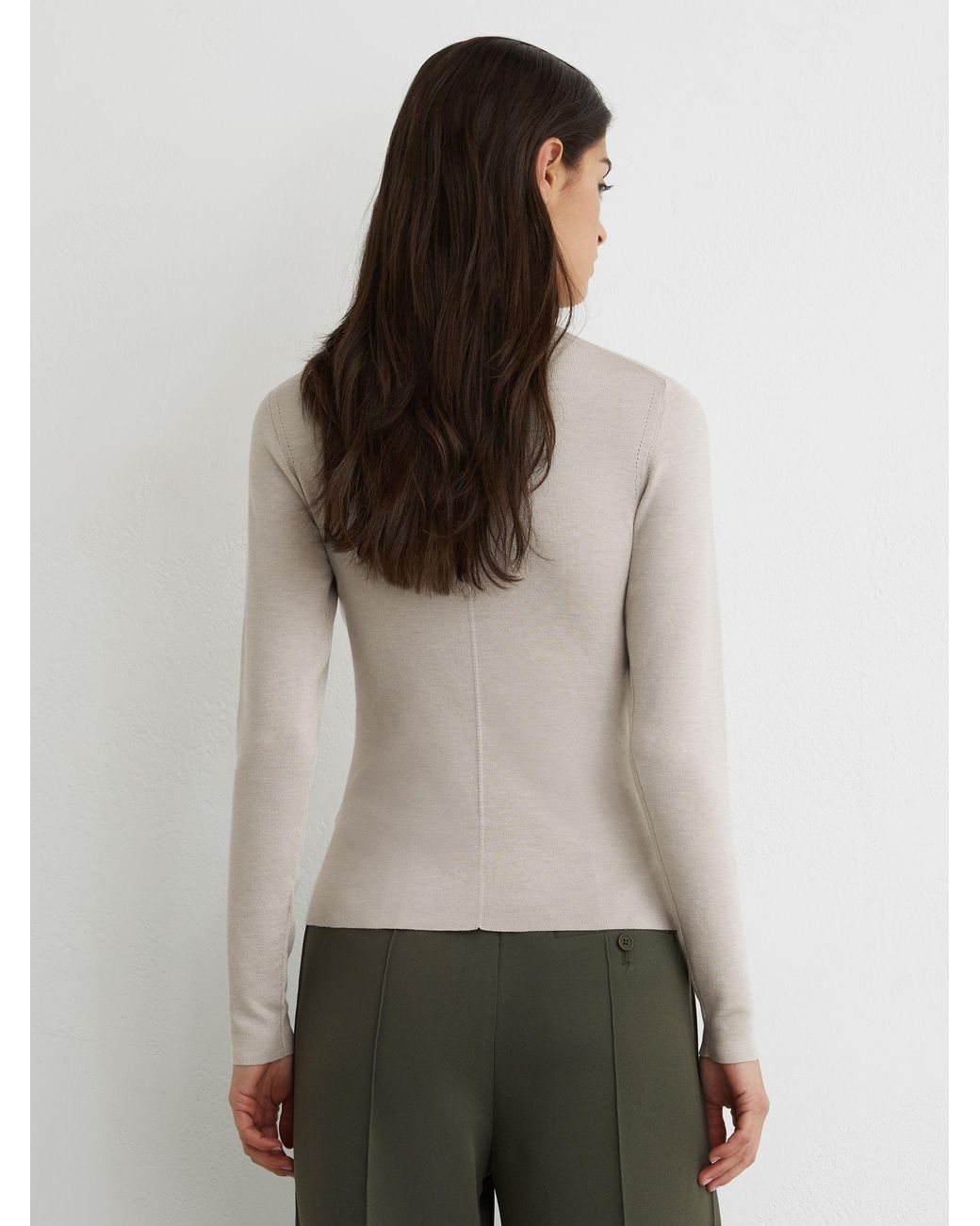 ATELIER White Silk-Blend Mock-Neck Top
