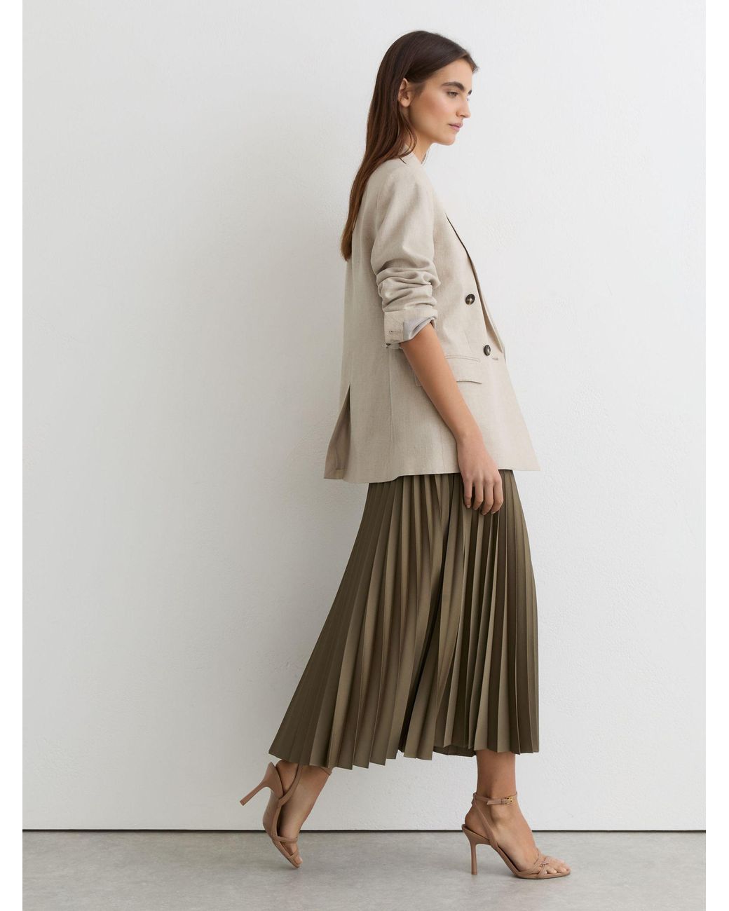 Reiss Multicolor Pleated Midi Skirt