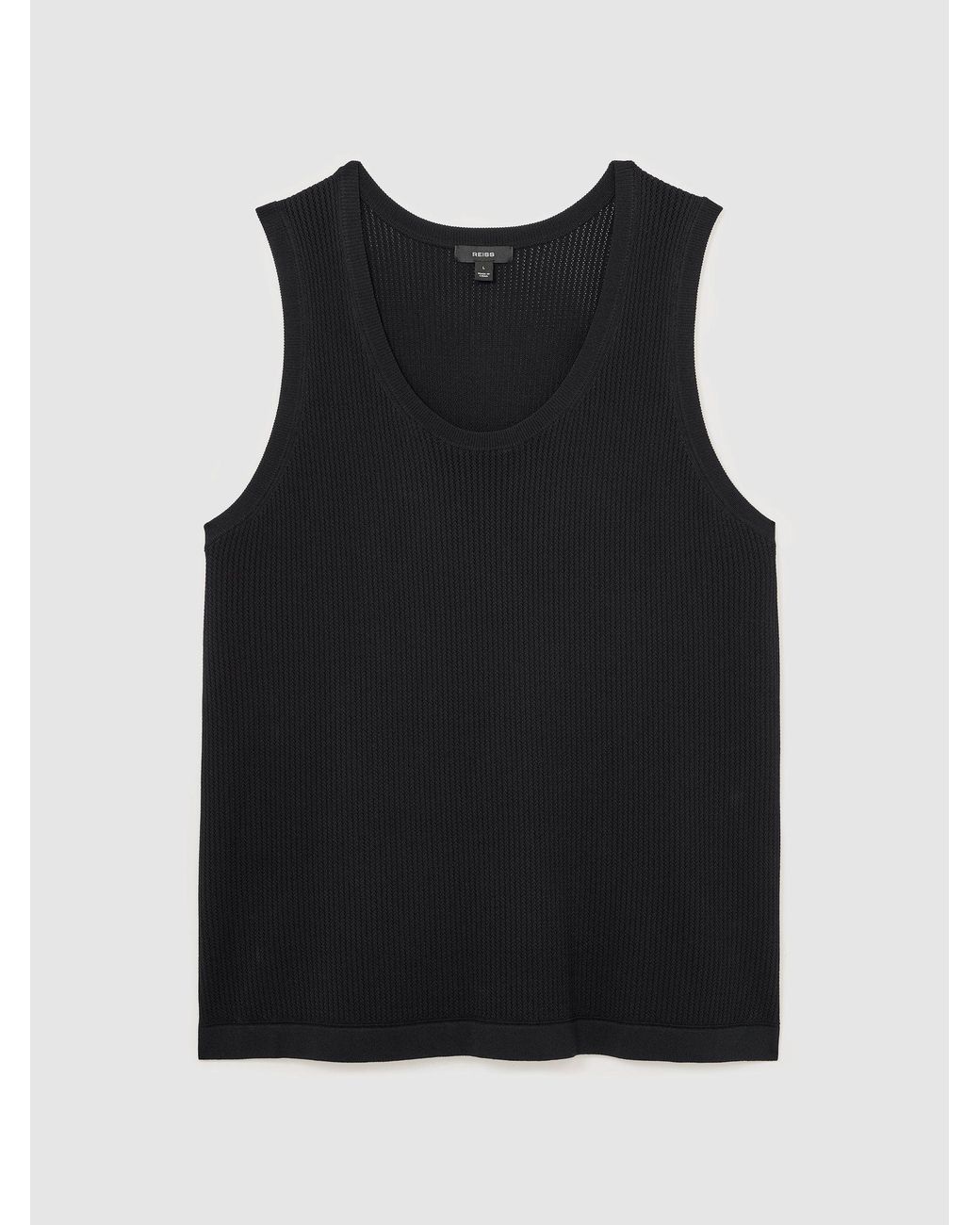 Reiss Watson - Black Textured-knit Round-neck Vest, L for men