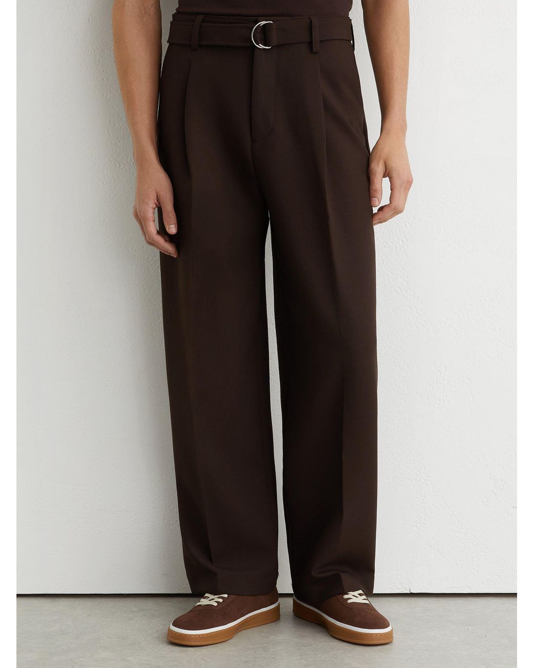 Reiss Natural Relaxed-Fit Belted Trousers for men