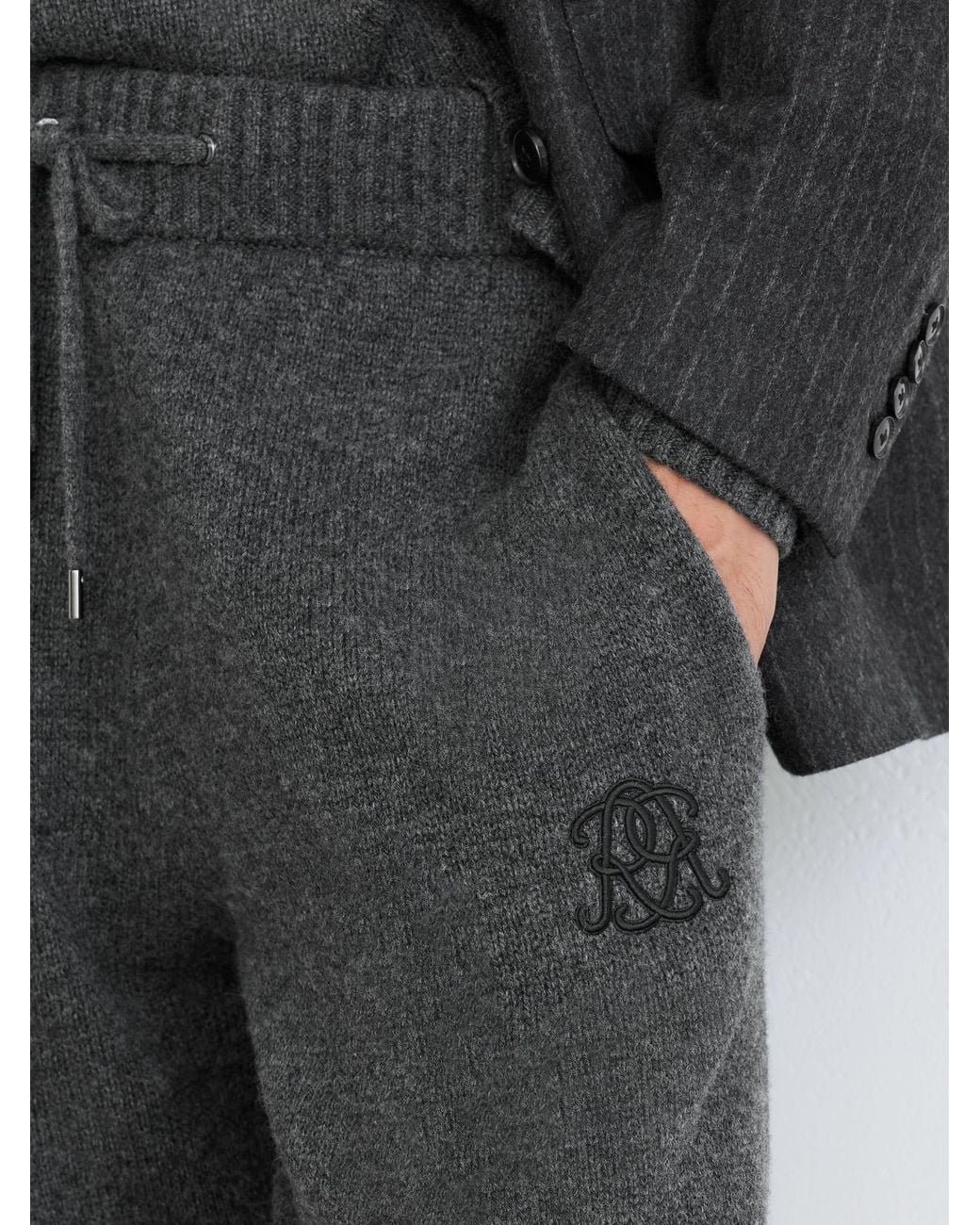 Reiss Green Monogram Wool Relaxed-Fit Knitted Joggers for men