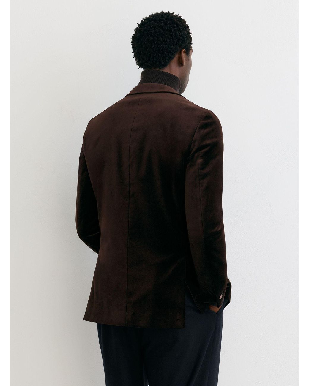 Reiss Black Tailored Fit Velvet Single-Breasted Blazer for men