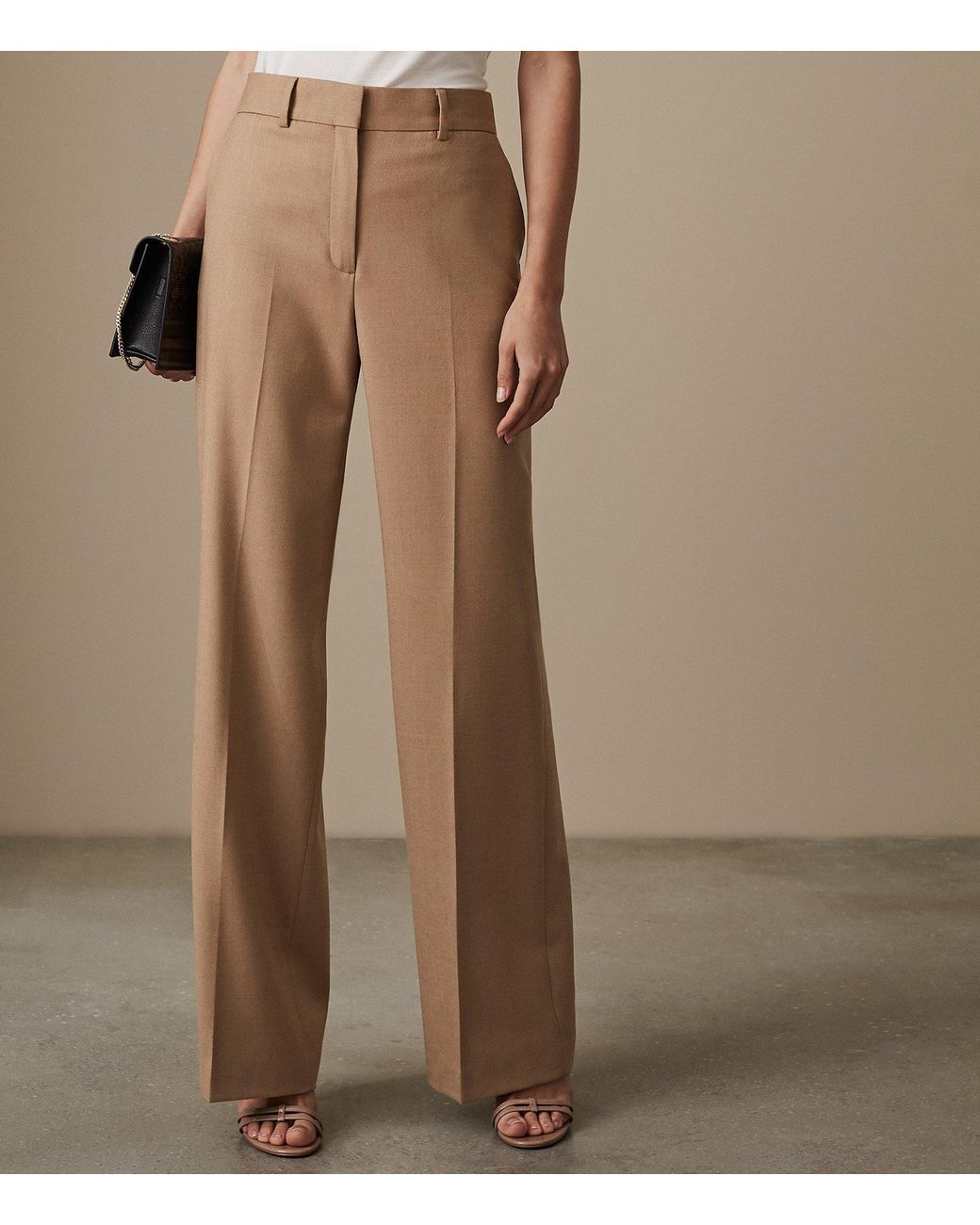 Reiss Wool Beck - Wide Leg Trousers in 