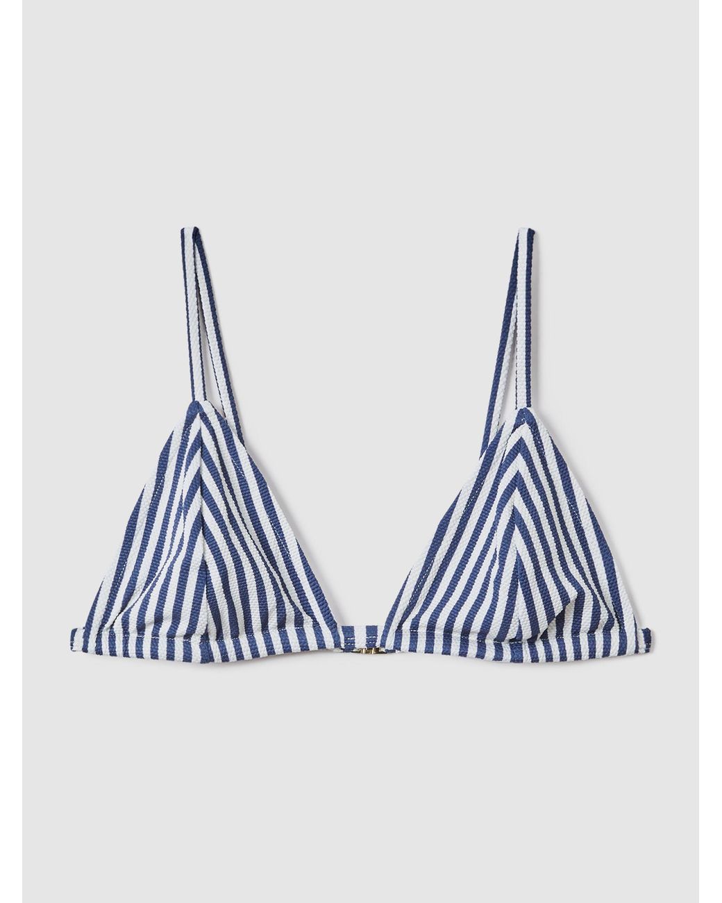 FELLA SWIM Blue Fella Striped Triangle Bikini Top