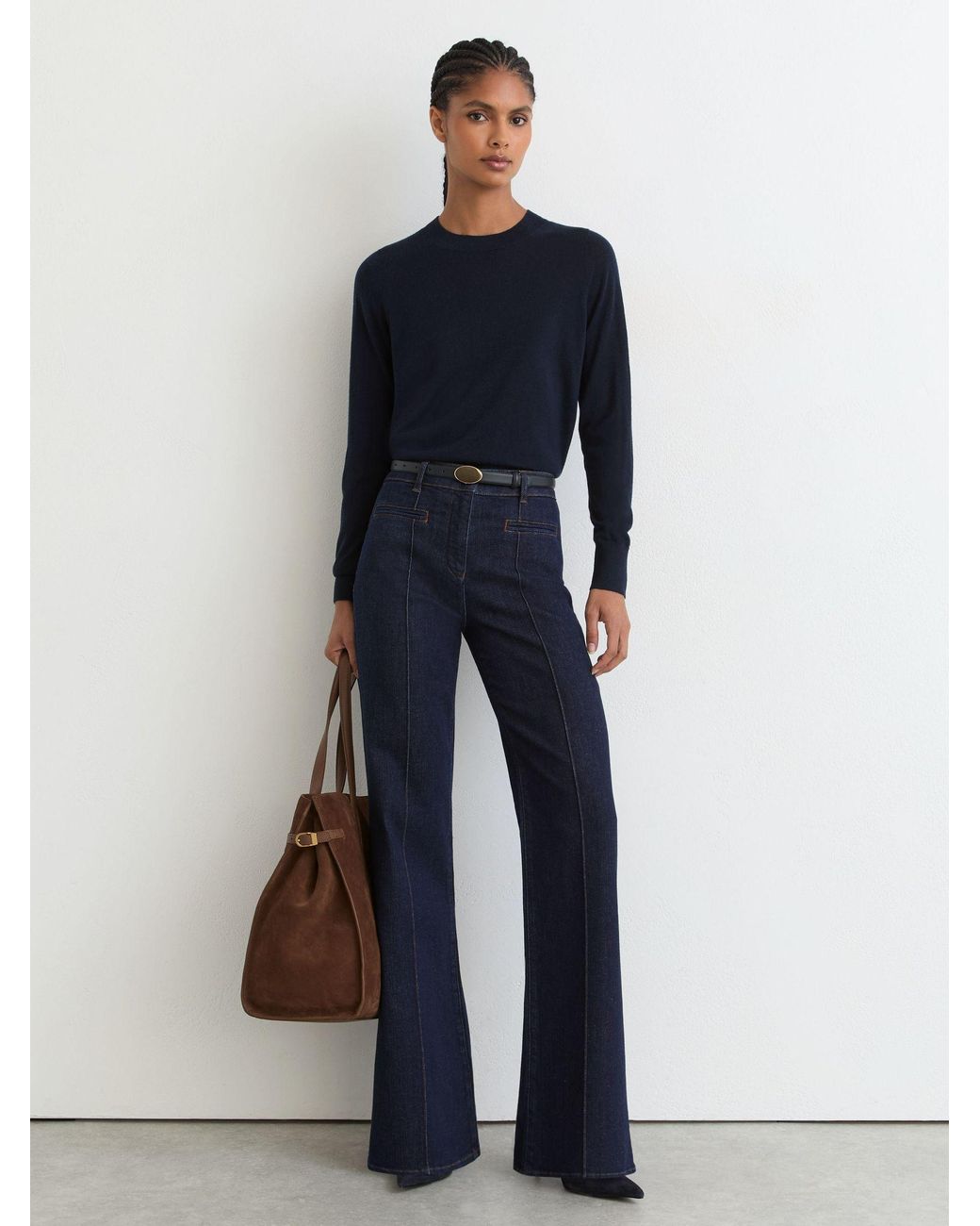 Reiss Blue Ultra-Soft Merino Wool Crew-Neck Jumper
