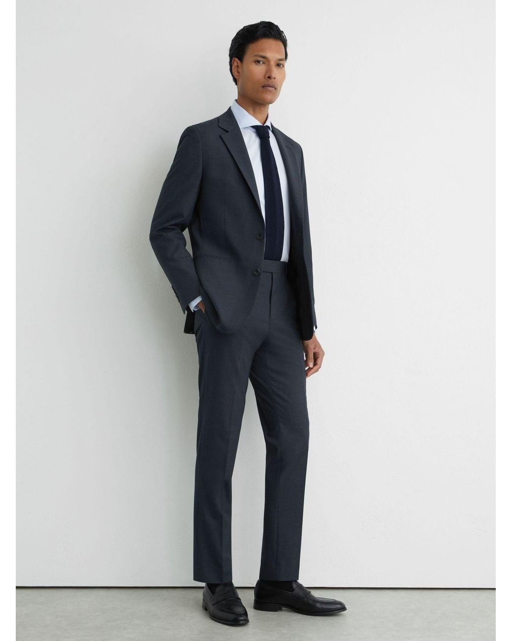 Reiss Blue Graduate Tailored-Fit Suit Trousers for men