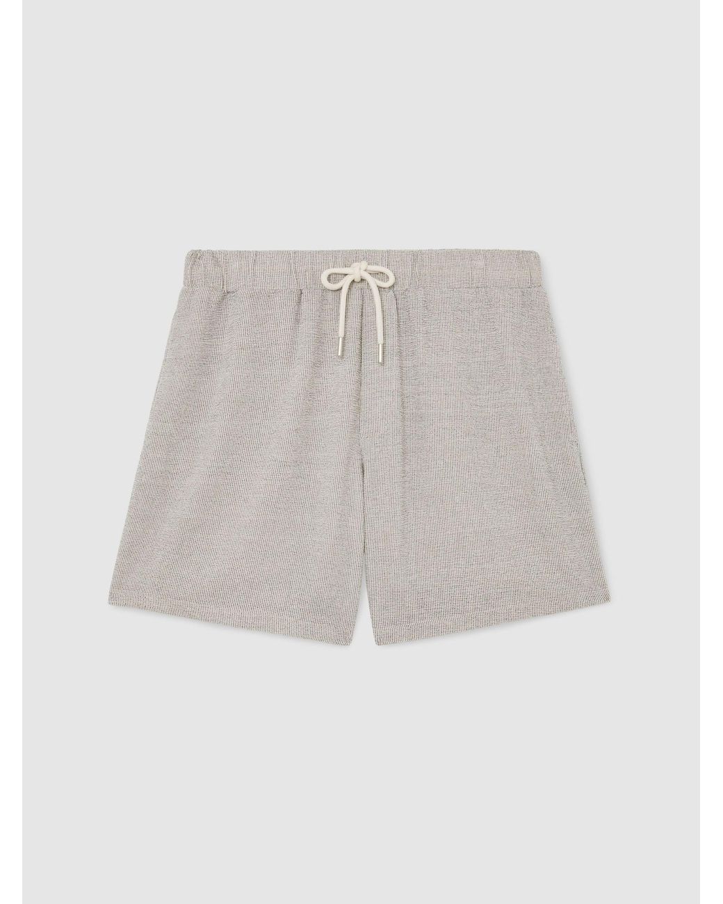 Reiss Natural Textured Stripe Drawstring Shorts for men