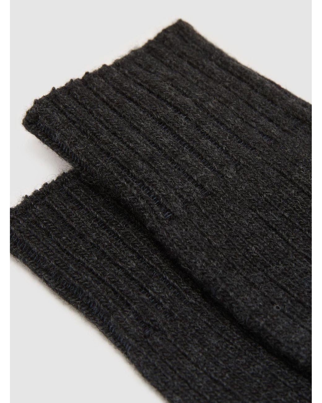 Reiss Black Wool-Blend Ribbed Socks With Cashmere, S & M for men