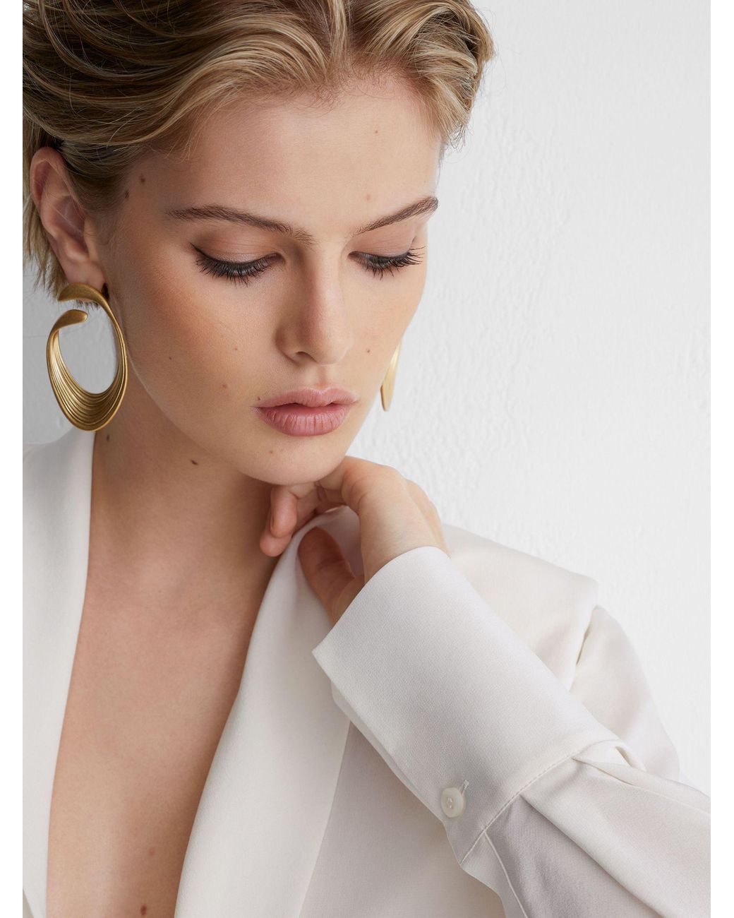 ATELIER Black Silk Crepe De Chine Tie-Front Shirt