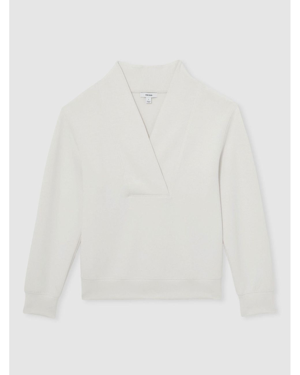 Reiss Natural Premium Interlock Shawl-Neck Sweatshirt With