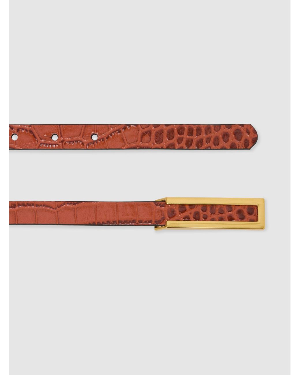 Reiss Orange Leather Crocodile-Effect Belt