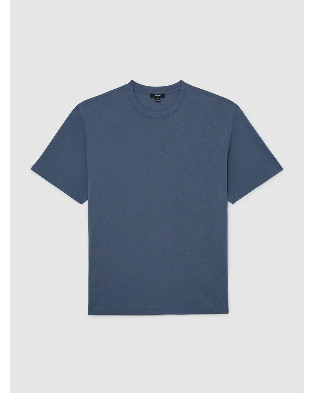 Reiss Blue Tate Cotton Garment-Dyed Relaxed-Fit T-Shirt for men