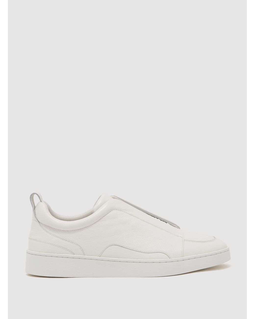 Reiss Natural Henry Bonded-Leather Elasticated Trainers for men