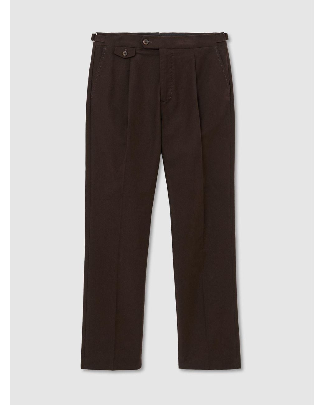 Reiss Black Dimmock - Chocolate Brown Cotton-blend Moleskin Tapered Trousers, 28 for men