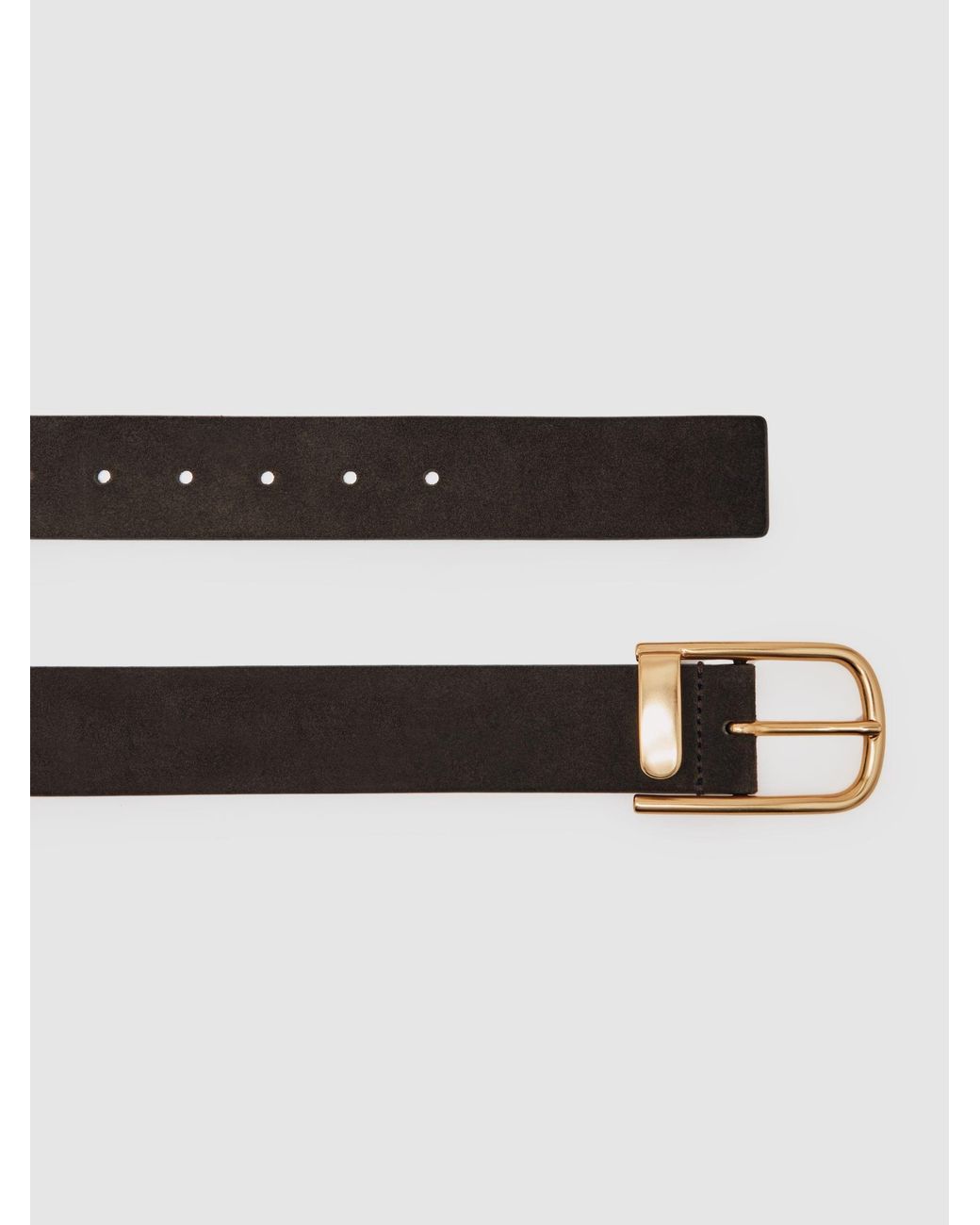 Reiss Black Iyla - Chocolate Suede Half Keeper Belt