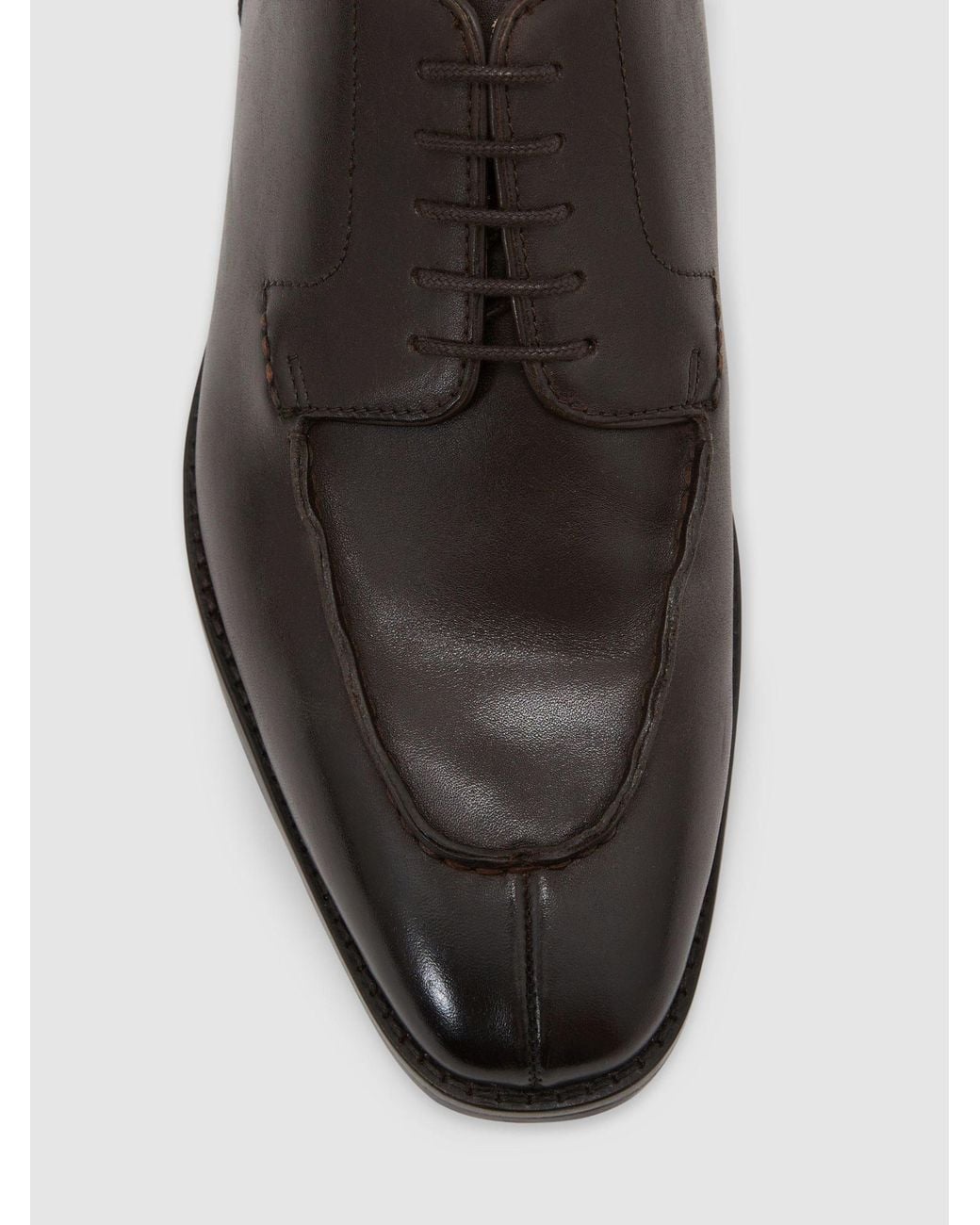 Reiss Black Leather Split-Toe Derby Shoes for men