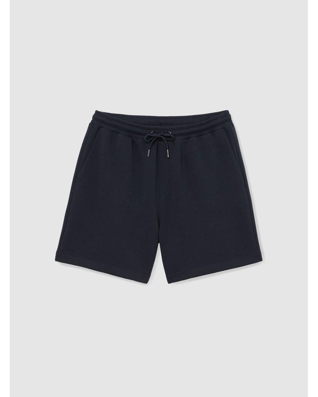 Reiss Blue Sueded Interlock Jersey Drawstring Shorts for men