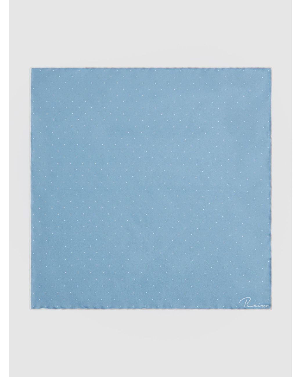 Reiss Blue Polka Dot Silk Pocket Square for men