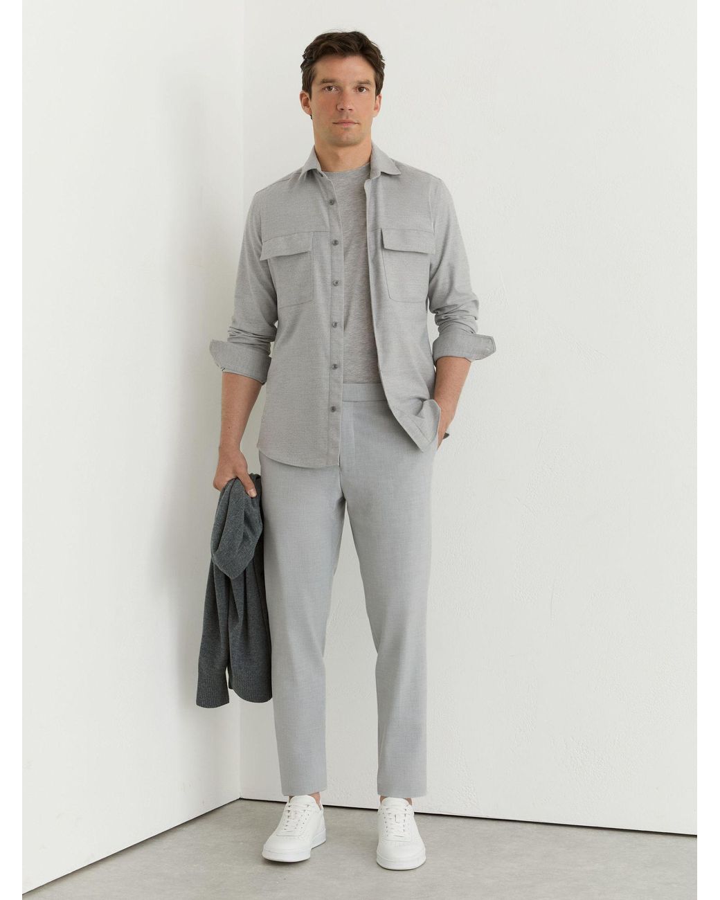 Reiss Natural Found - Grey Slim Fit Drawcord Trousers, 34w X 33l (uk 34 L) for men