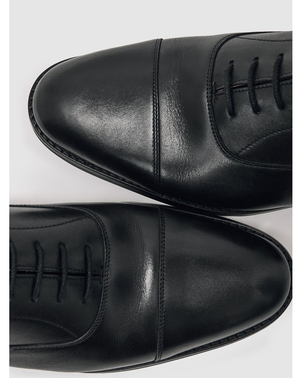 Reiss Black Leather Lace Up Oxford Shoes for men