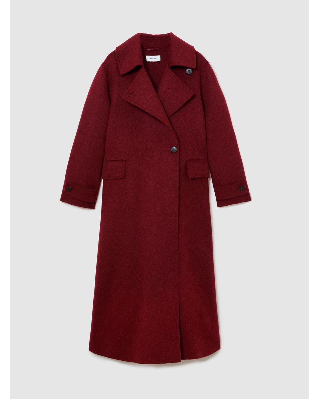 Reiss Red Alara Tall Wool-Blend Blindseam Long Coat