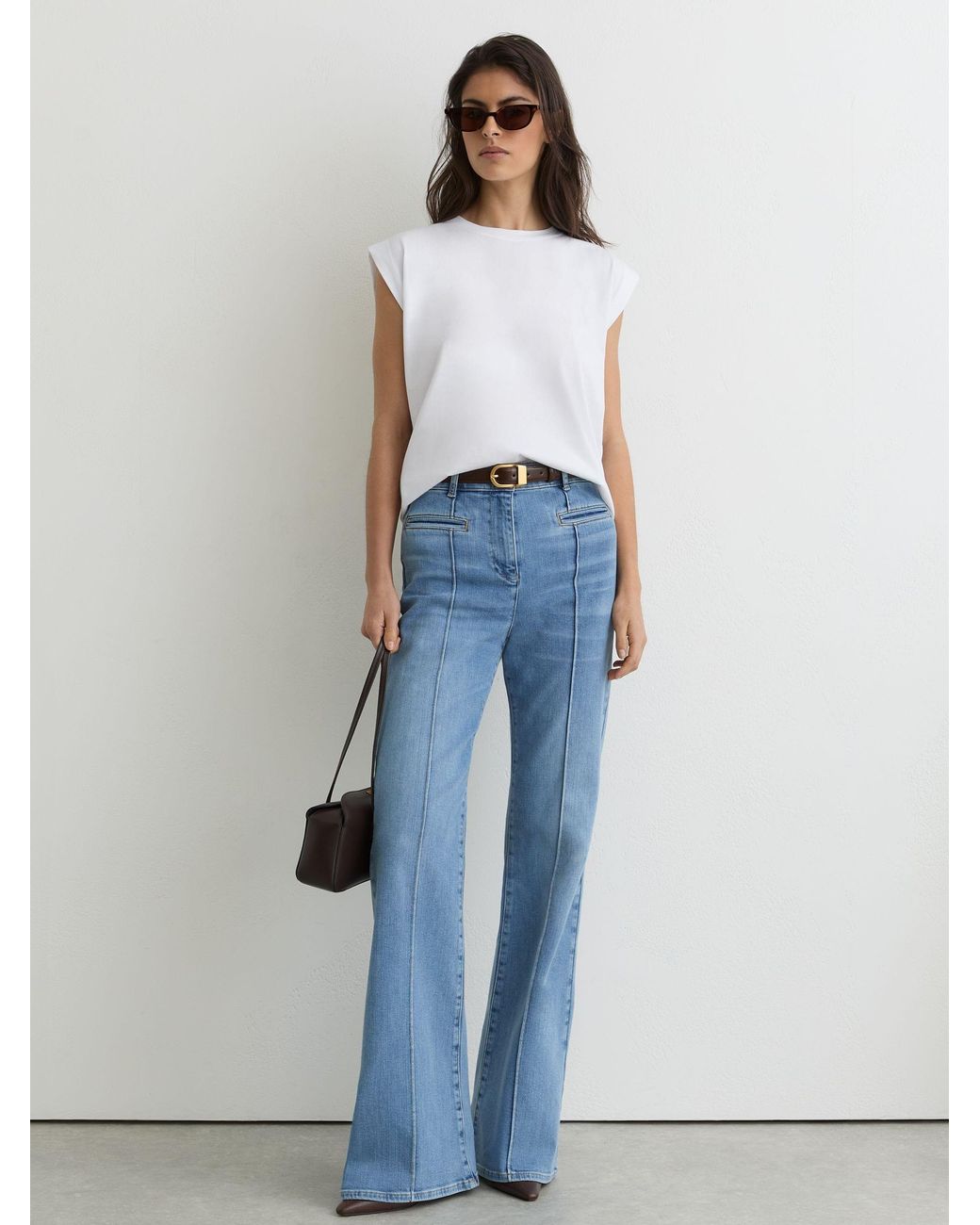 Reiss White Millie Cotton Cap-Sleeve T-Shirt