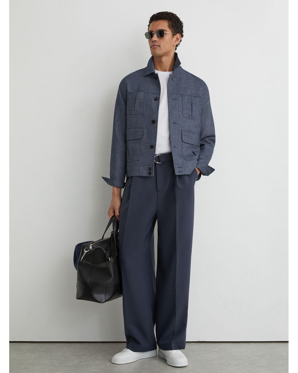 Reiss Lagos - Airforce Blue Woven Four-pocket Jacket, Xs for men