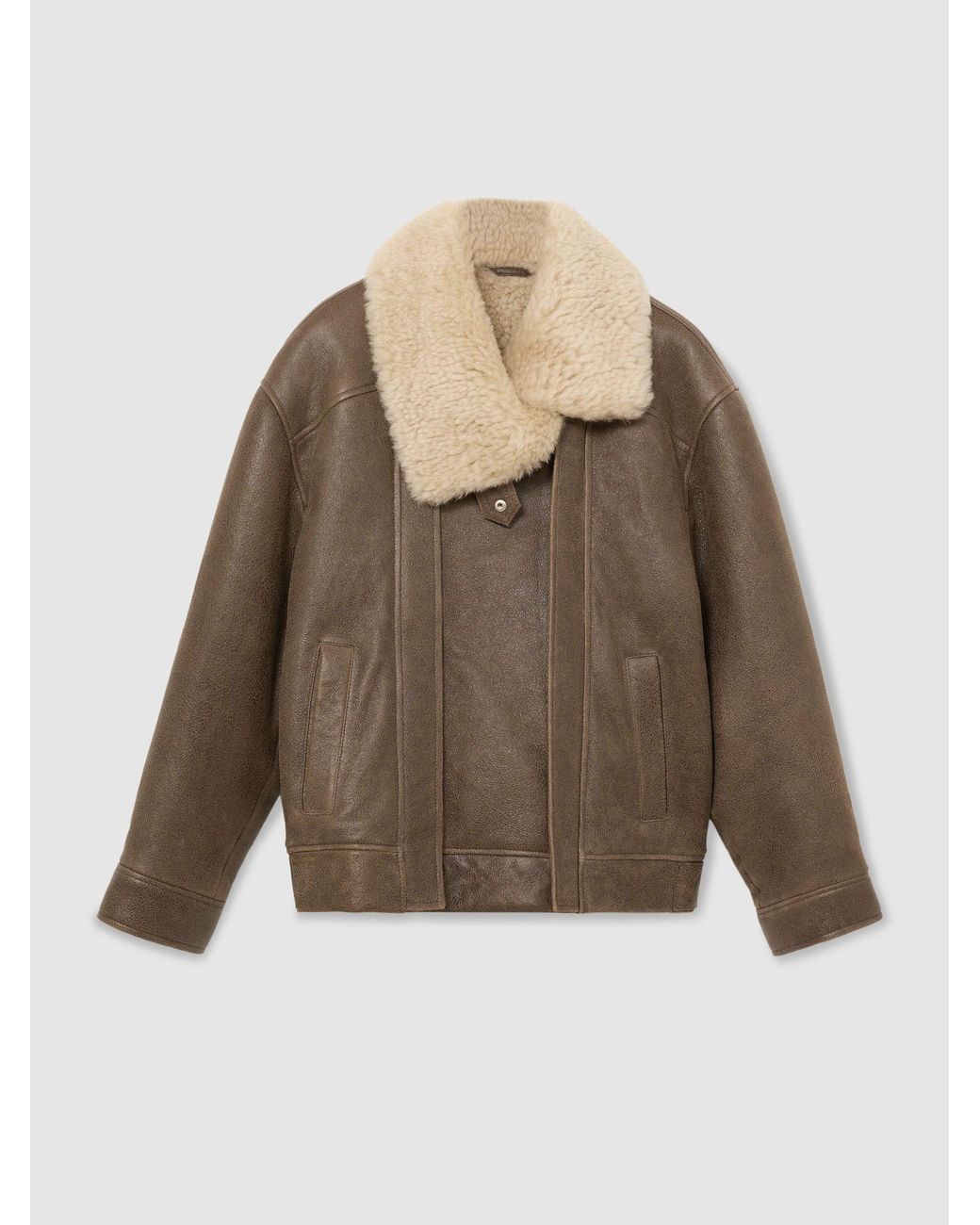 Reiss Brown Shearling Aviator Jacket