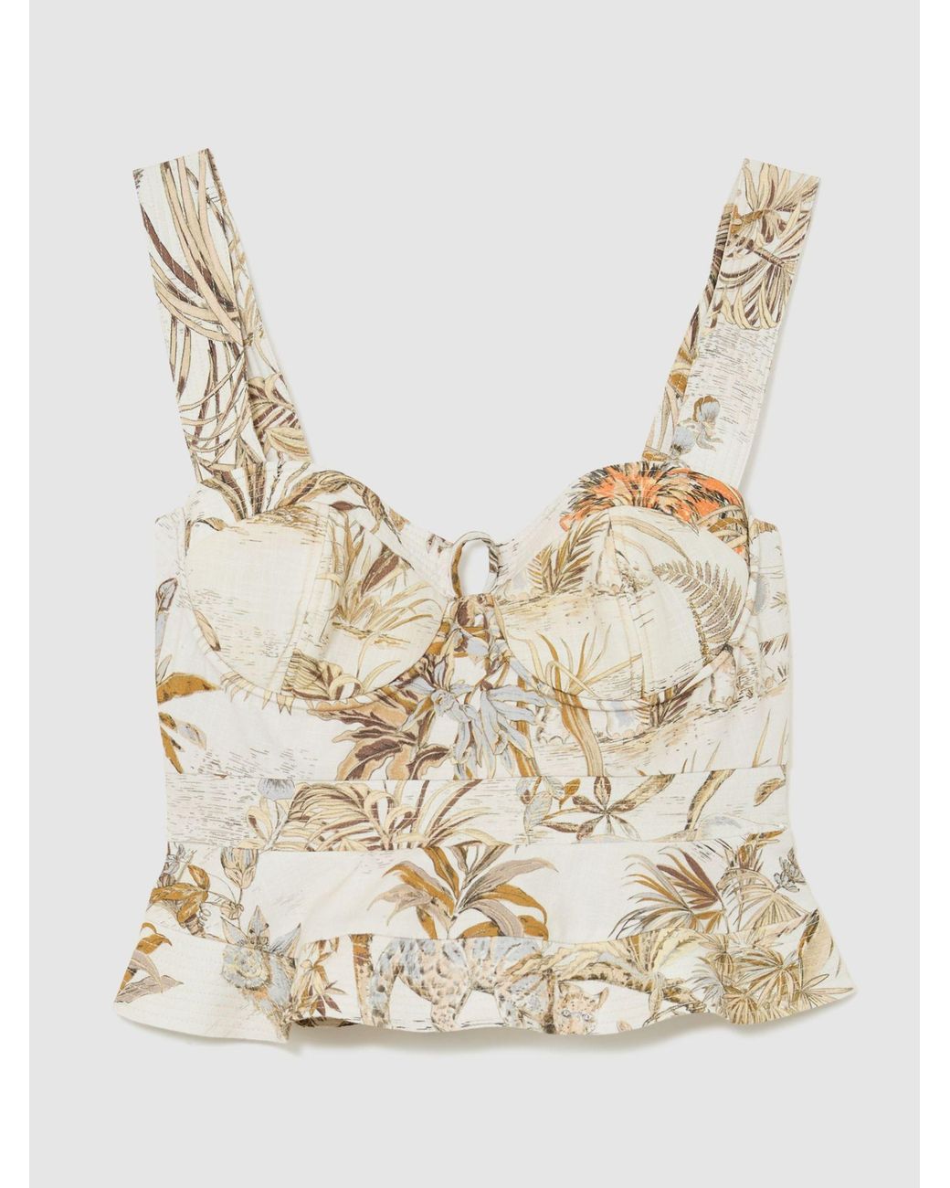 Reiss Natural Cotton Safari Print Bustier Top