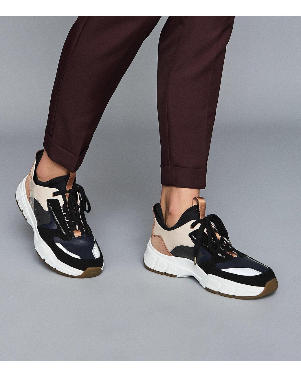 Reiss Leather Trainers in Black for Men Lyst