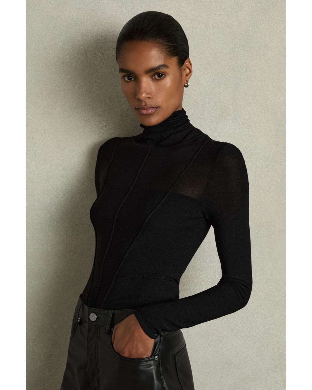 sheer roll neck top