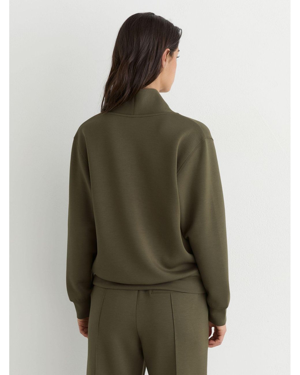 Reiss Green Premium Interlock Shawl-Neck Sweatshirt With