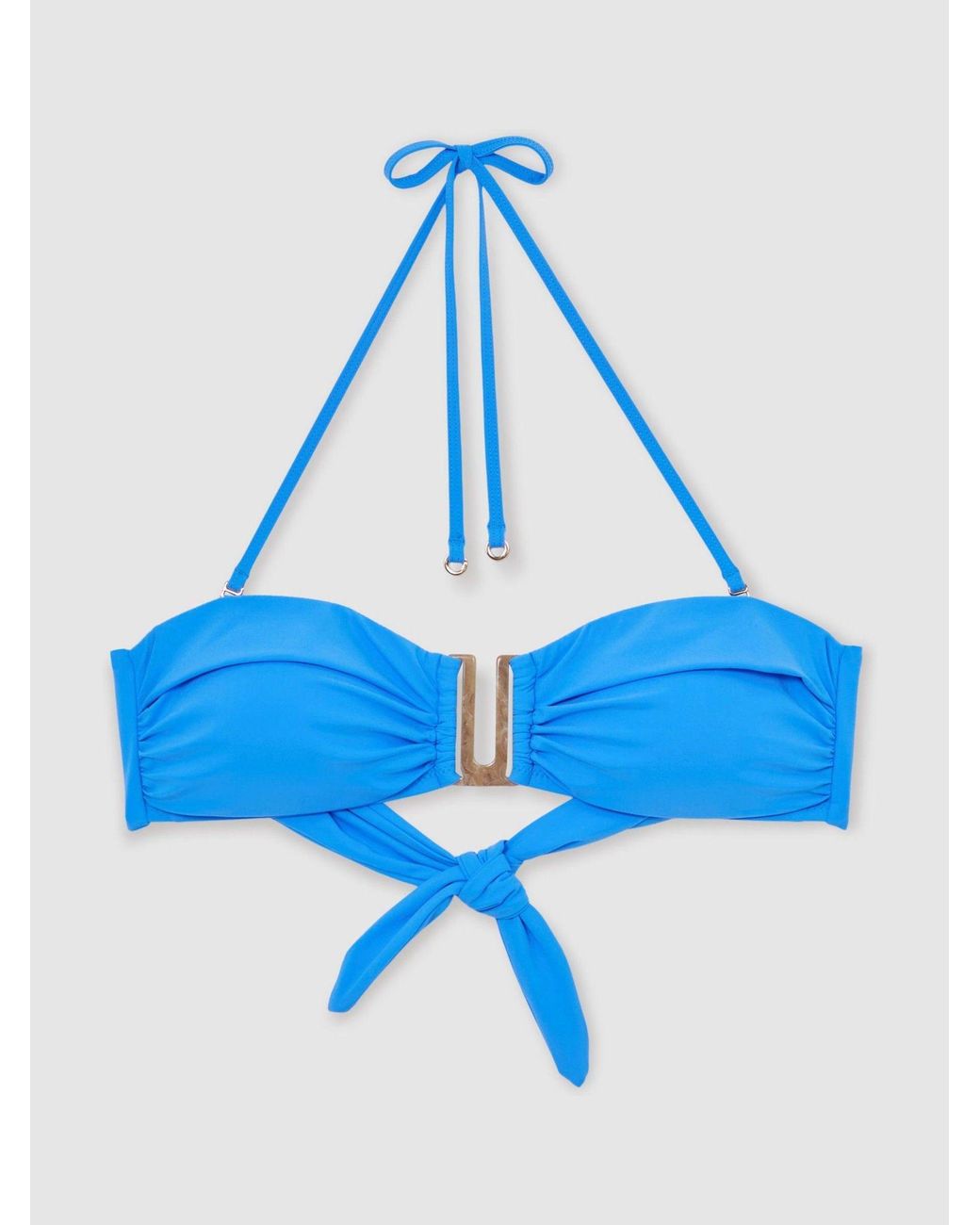 Reiss Carina - Blue Removable-strap Bandeau Bikini Top, Us 8