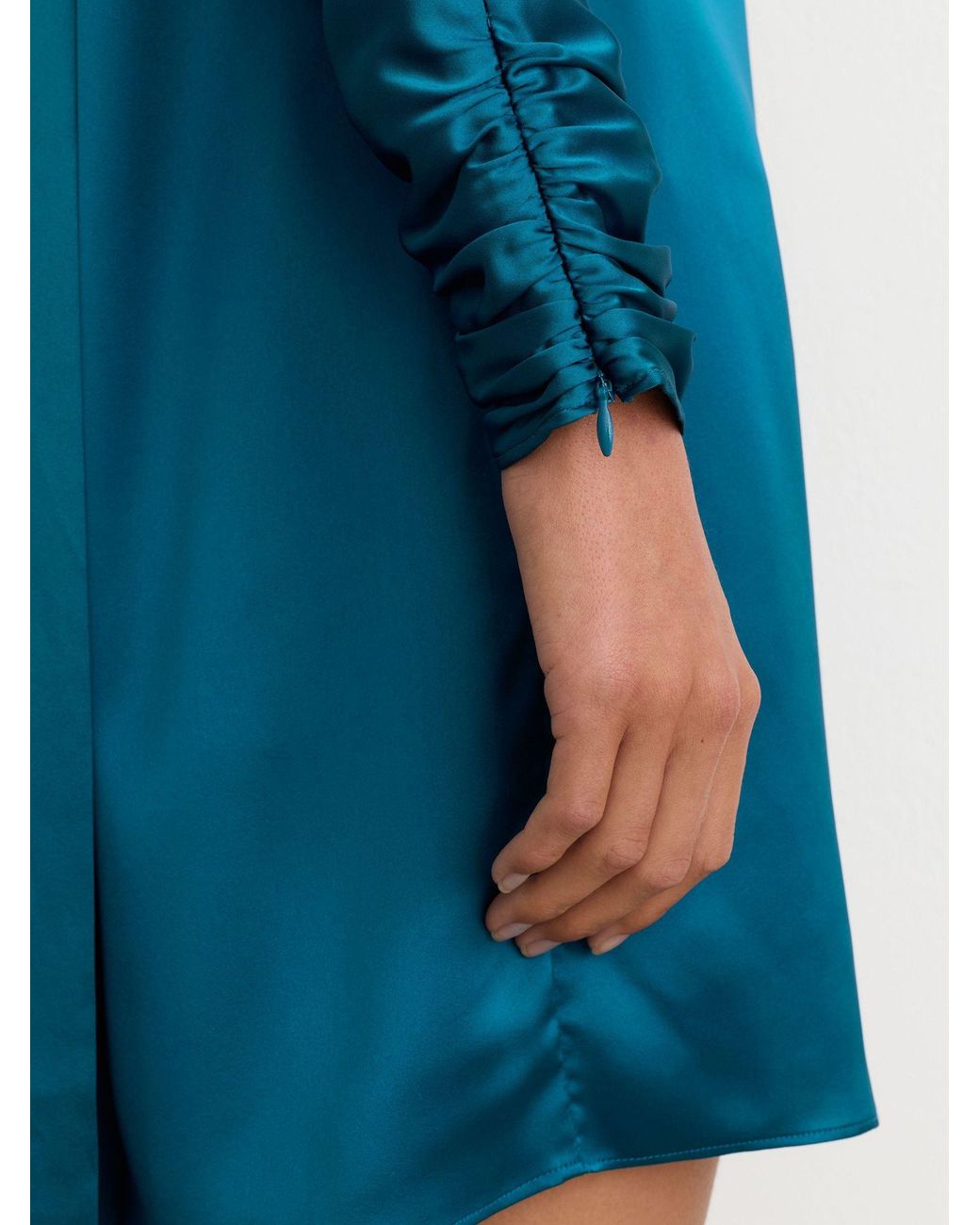 Reiss Blue Satin Cape-Detail Mini Dress